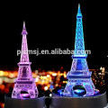 2015 Tour Eiffel cristal, modèle de tour eiffel en verre avec LED pour souvenir